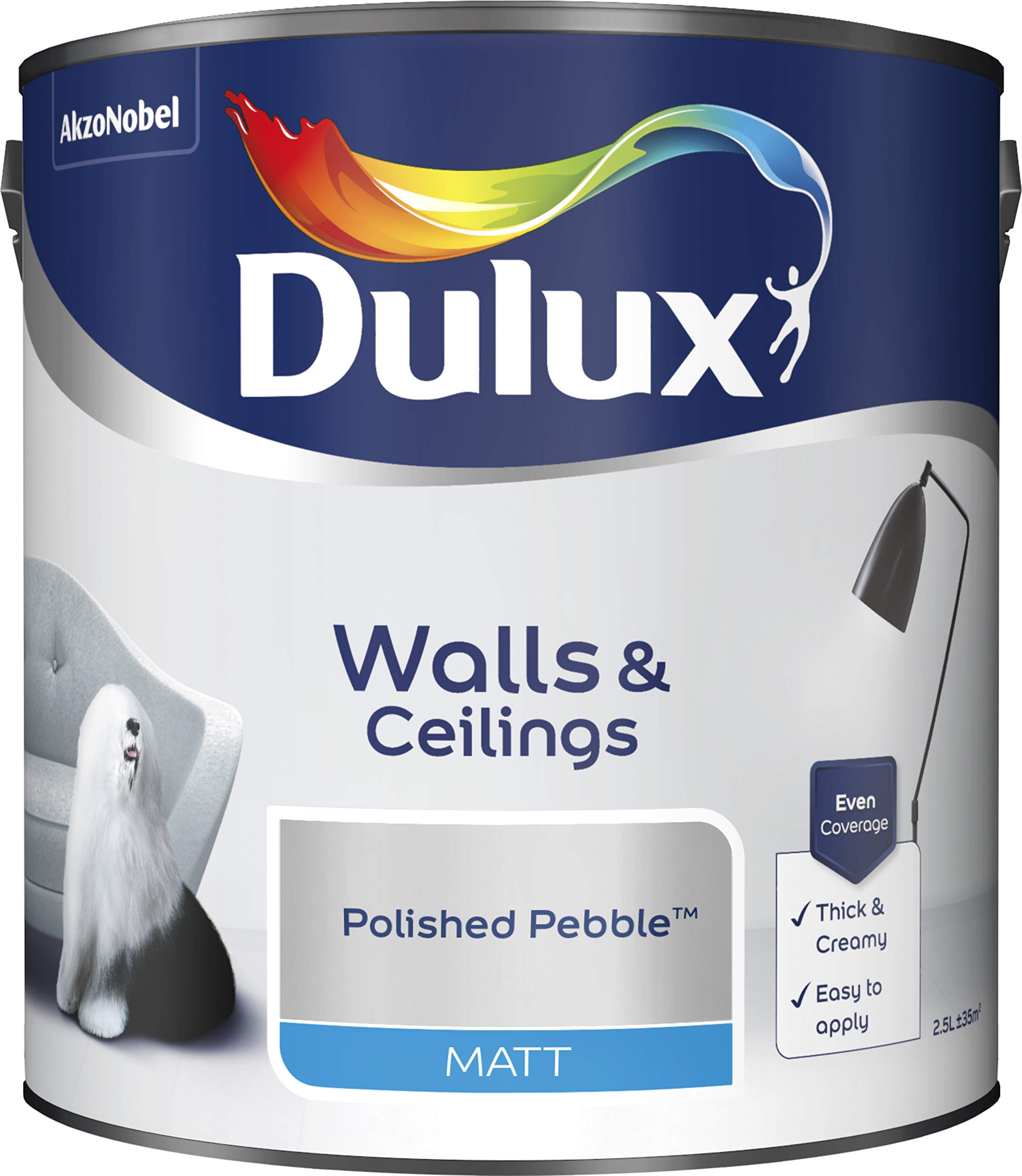 Dulux Paints 2.5 Litre Ready Mixed Matt Polished Pebble