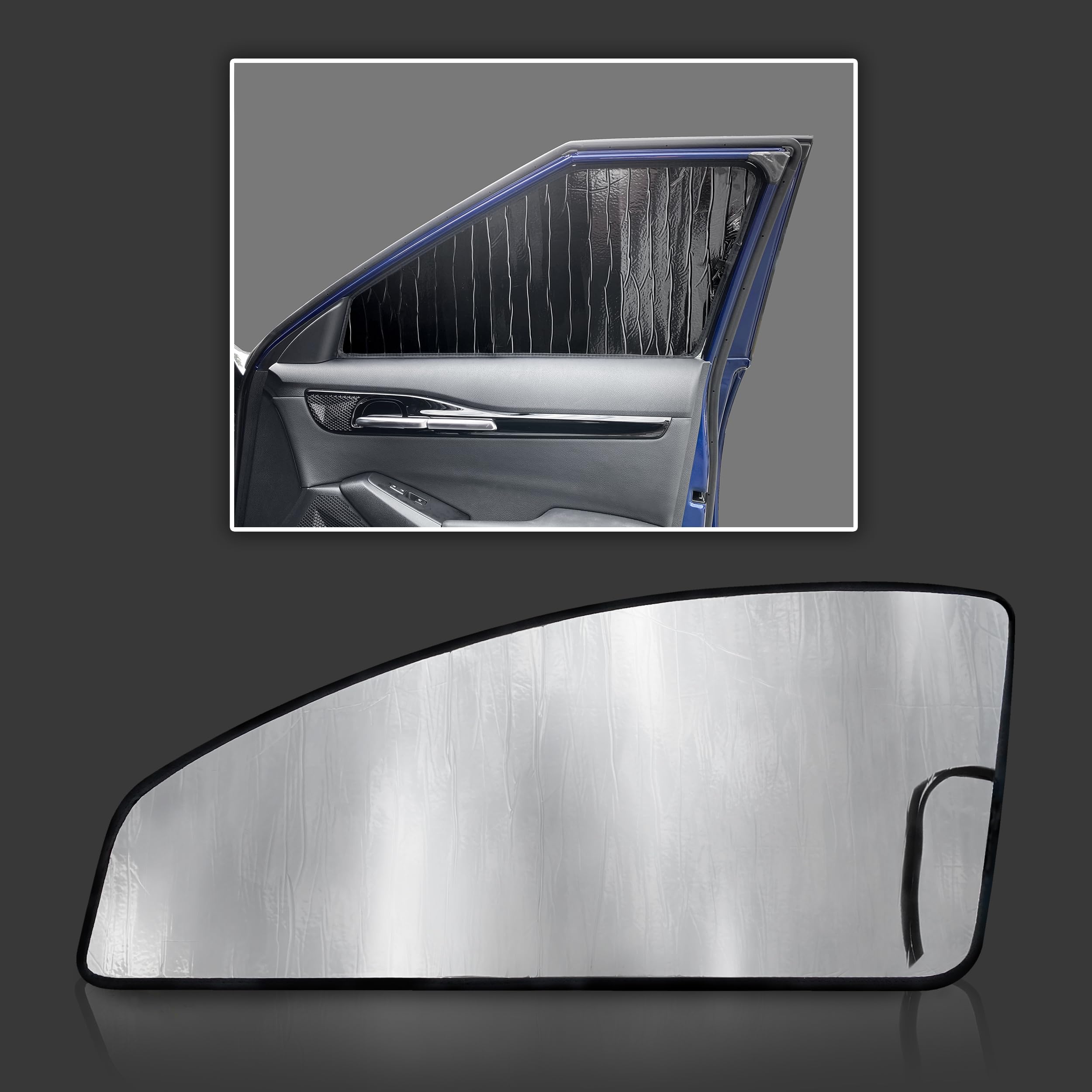 GalaxyAutoShield Custom Fit Reflective Front Side Window Sun Shade (2pcs) for 2021 2022 2023 2024 2025 Kia Seltos SUV, Sunshade Privacy Accessories Blockout UV Reflector Protection - Made in USA