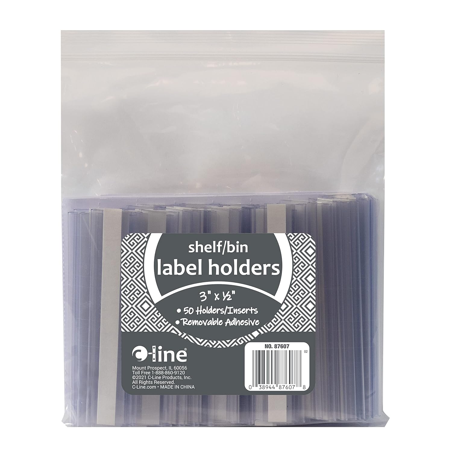 CLine SelfAdhesive Label Holders, Top Load, 1/2" x 3", Clear, Pack of 50 (87607) Amazon.in