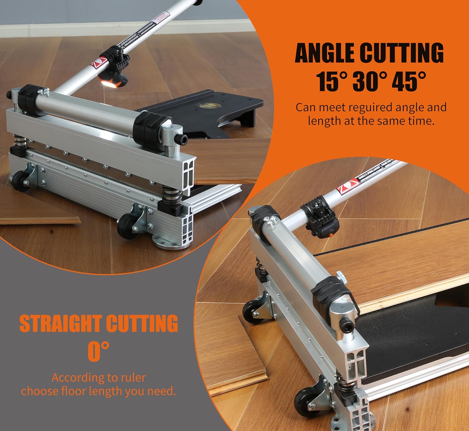 Laminate Floor Cutter, 13” Vinyl Floor Cutter with Wheels – Easy Angle & Length Cutting, Flooring Tools - Cuts Laminate Floor, Engineered Wood, LVP, LVT, VCT, SPC, WPC, HSS Blade/LED Light