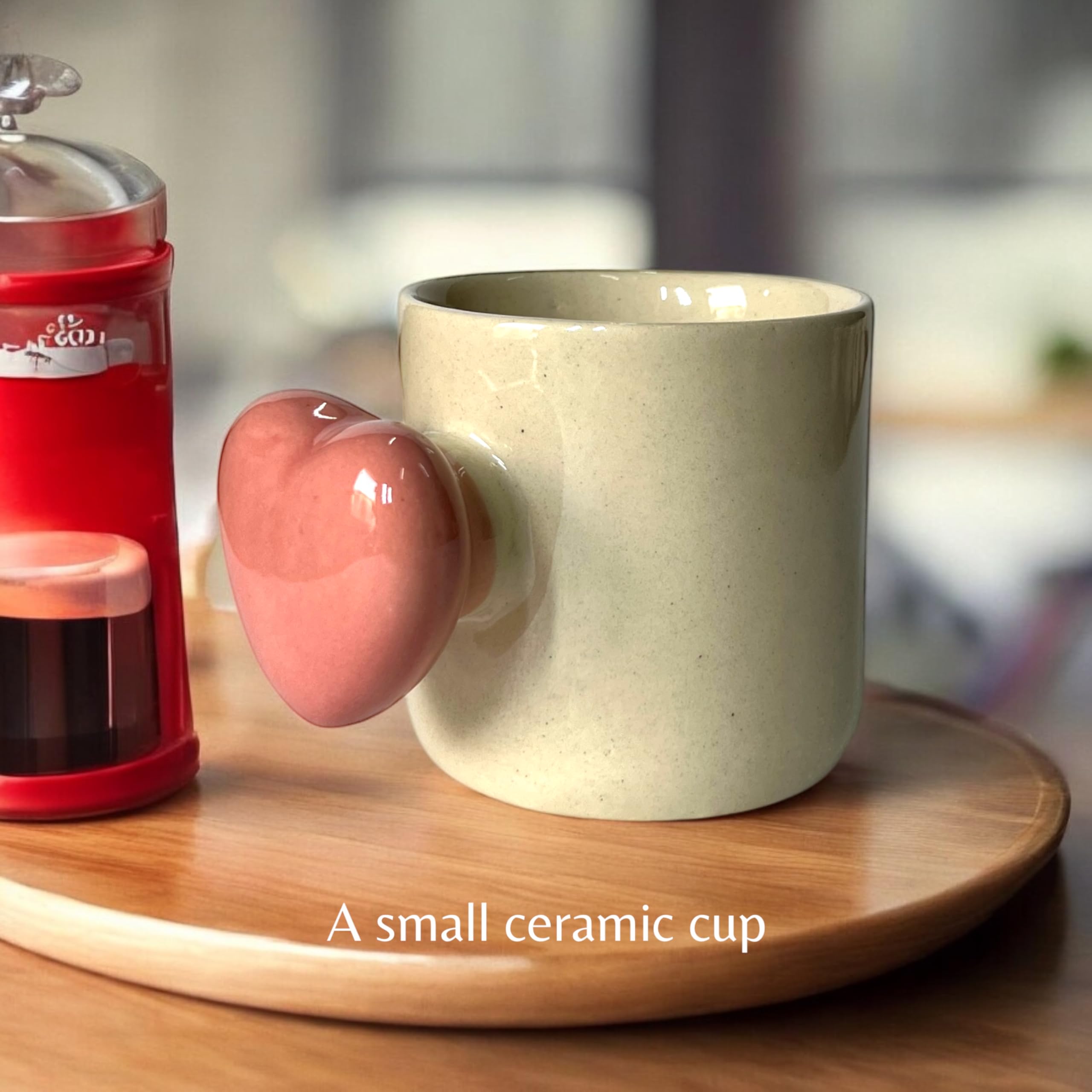 Handcrafted Ceramic Coffee Mugs with Heart Handle -2