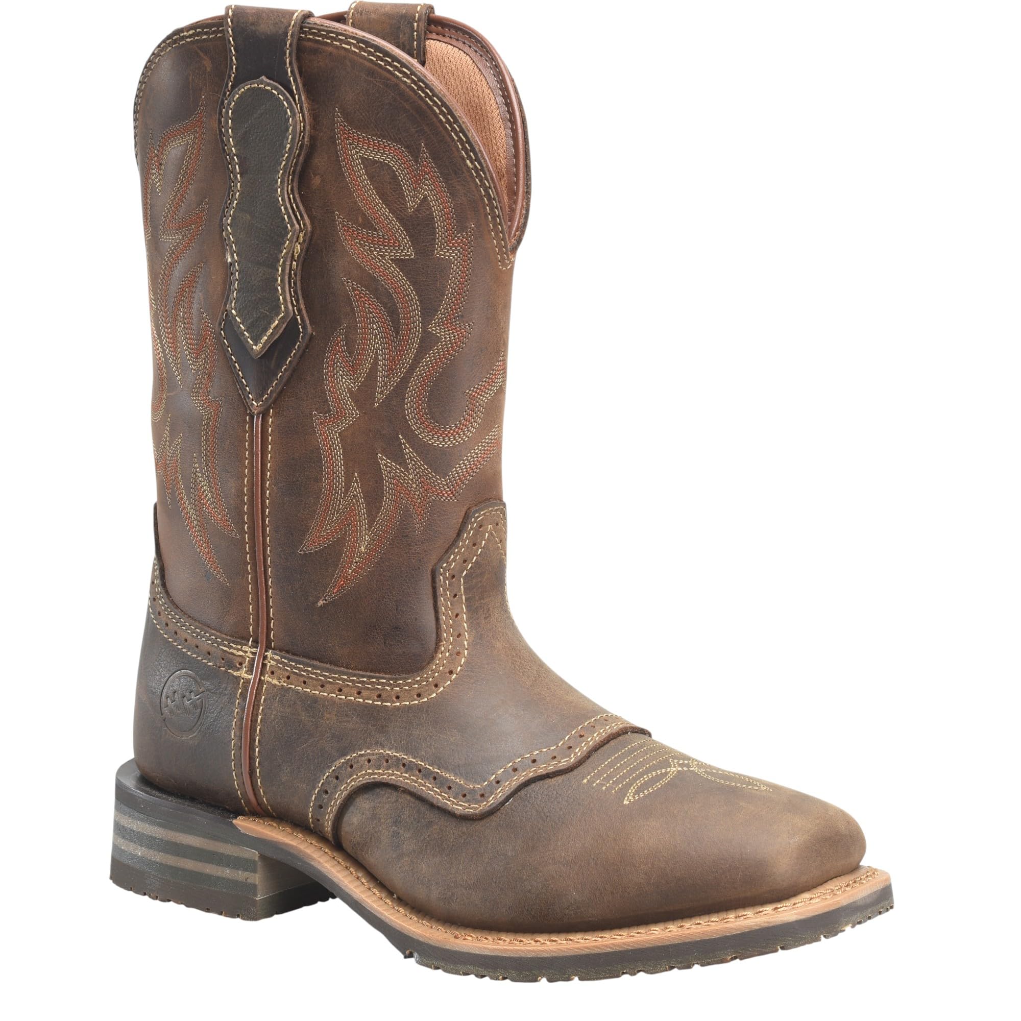 DOUBLE-H Cascade 11” Wide Square Toe Work Boot, Men’s Roper in Bronco Leather, Oil & Slip-Resistant I.C.E. Outsole, Welt Construction