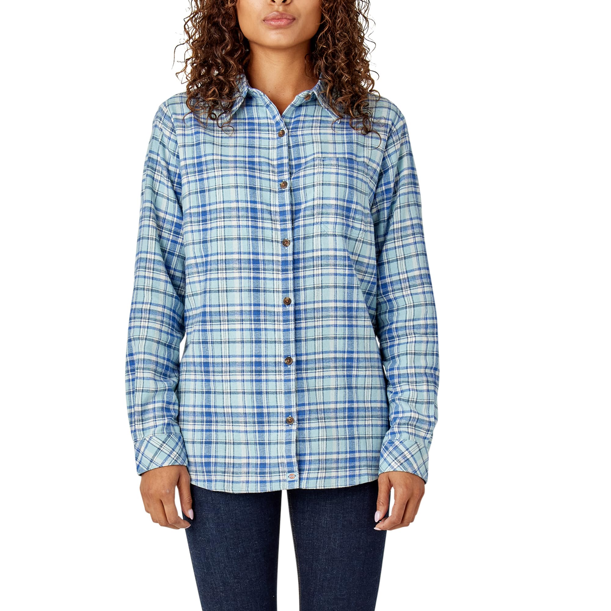 Dickies womens Plaid Flannel Long Sleeve Shirt