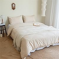 Vista 23 de BISELINA Juego de funda de edredón de lino francés, 2 piezas con cierre de cremallera oculto, mezcla de lino natural, mezcla de algodón