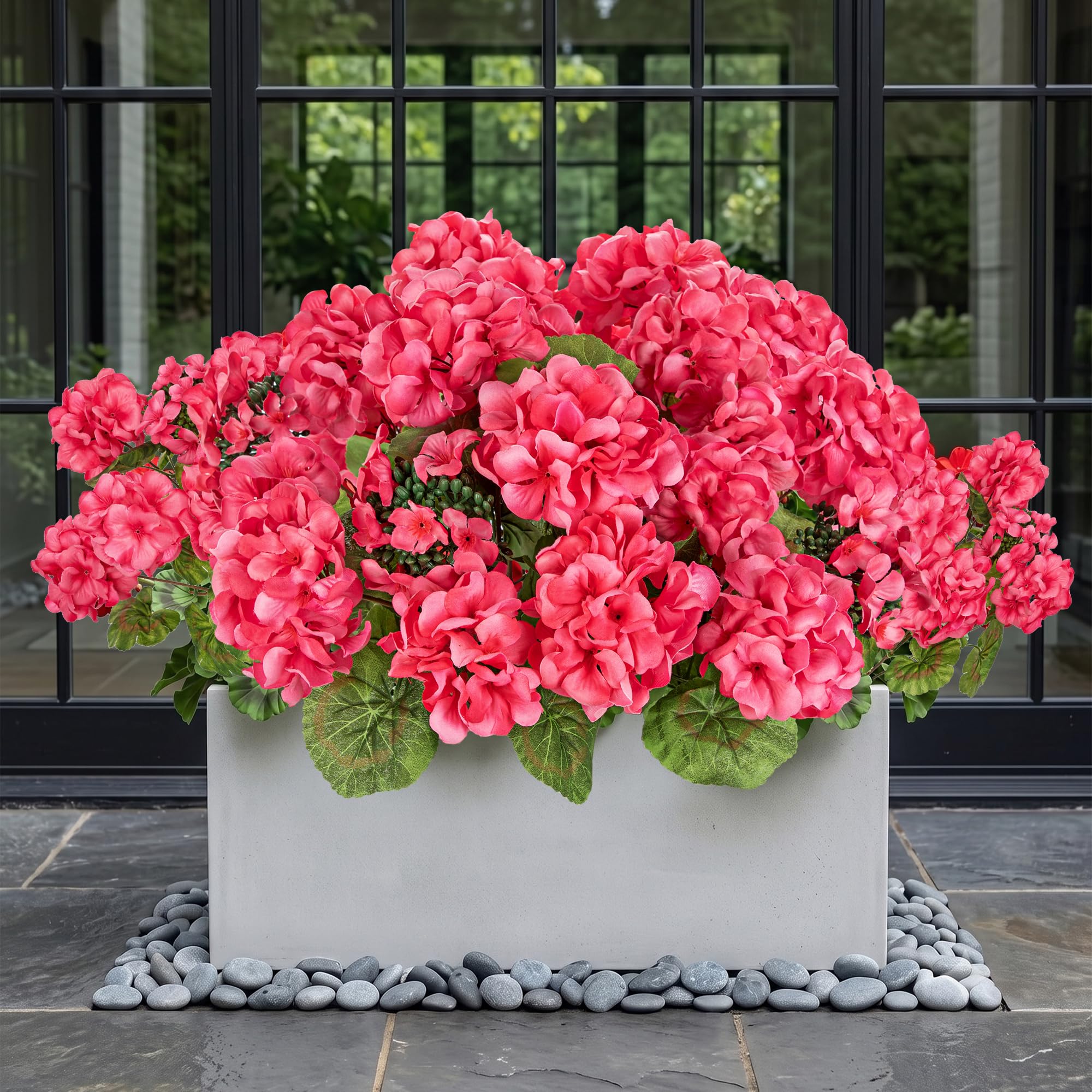 Amazon｜Briful 人工ゼラニウムの花 屋外 4束 15.7インチ 耐紫外線性