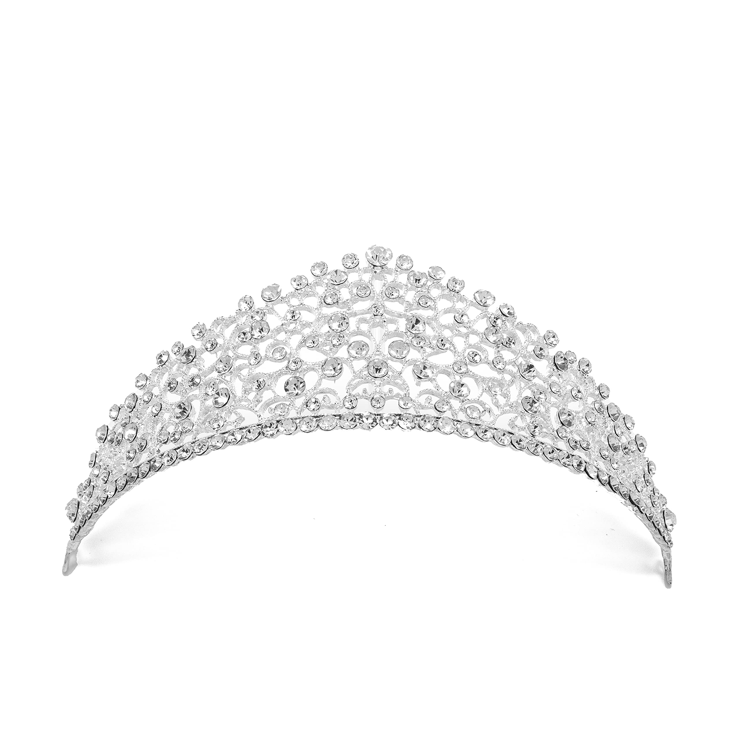 Sophia Rabia Couture Zeinab Crystal Tiara Headband Hair Accessories For Wedding Birthday Prom Pageant Bridal Party