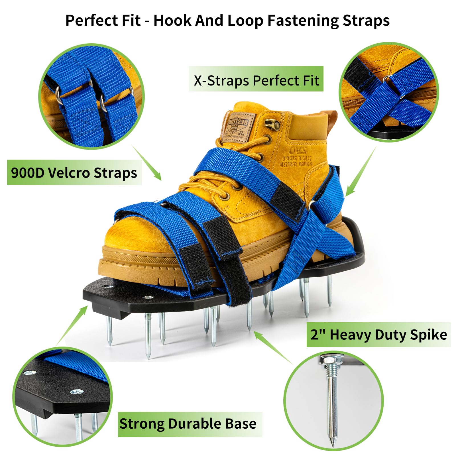 Bakulala Lawn Aerator Shoes for Grass Aerator Spiked Shoes Free-Installation Aeration Shoes with Stainless Steel Shovel - Image 3