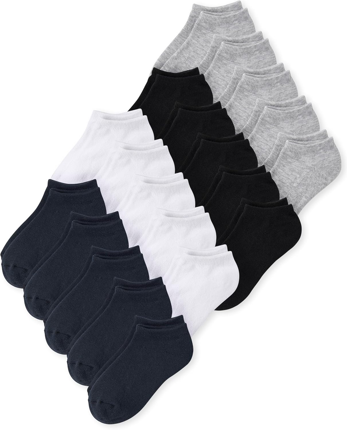 The Children's Place,Unisex Kids,Variety Ankle Socks,Black/White/Grey/Navy 20-Pack,11,