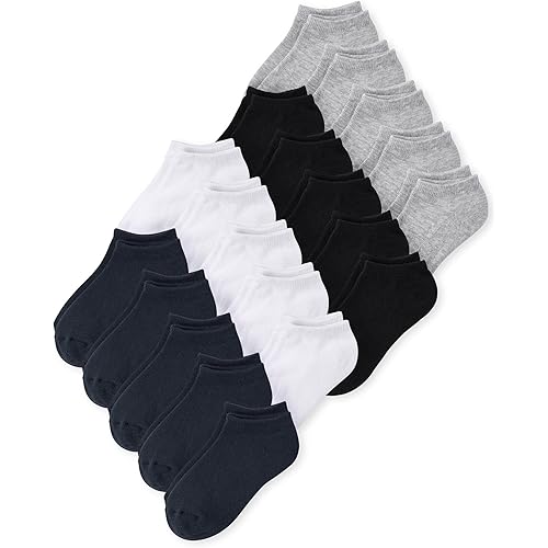 The Children's Place,Unisex Kids,Variety Ankle Socks,Black/White/Grey/Navy 20-Pack,11,