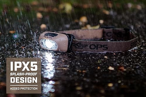 Miniatura 5 de Spec Ops Linterna frontal LED recargable, 220 lúmenes, impermeable, diadema ajustable, 5 modos de luz, 3% donado a veteranos