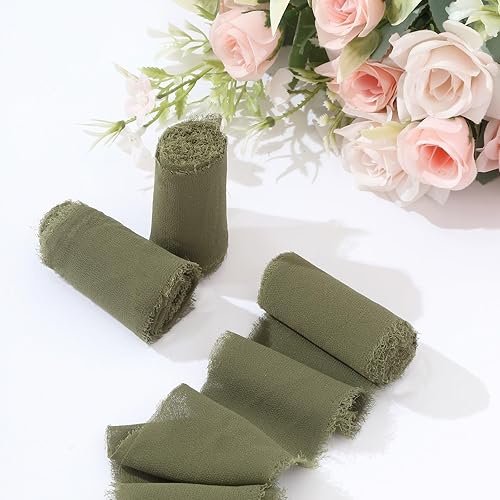 Miniatura 2 de Efavormart - Juego de 2 rollos de cinta de gasa verde salvia eucalipto de 1.5 pulgadas x 6 yardas para ramos de flores, invitaciones de boda y