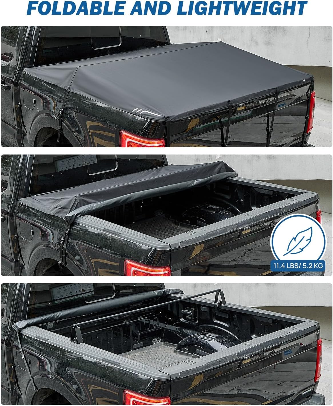 JOYTUTUS Tonneau Cover Compatible with 2015-2024 F150 5.5ft Bed, Soft Roll Up Bed Cover 900D Oxford Waterproof, Prevent Water Accumulation F-150 Truck 67" Short Bed Cover