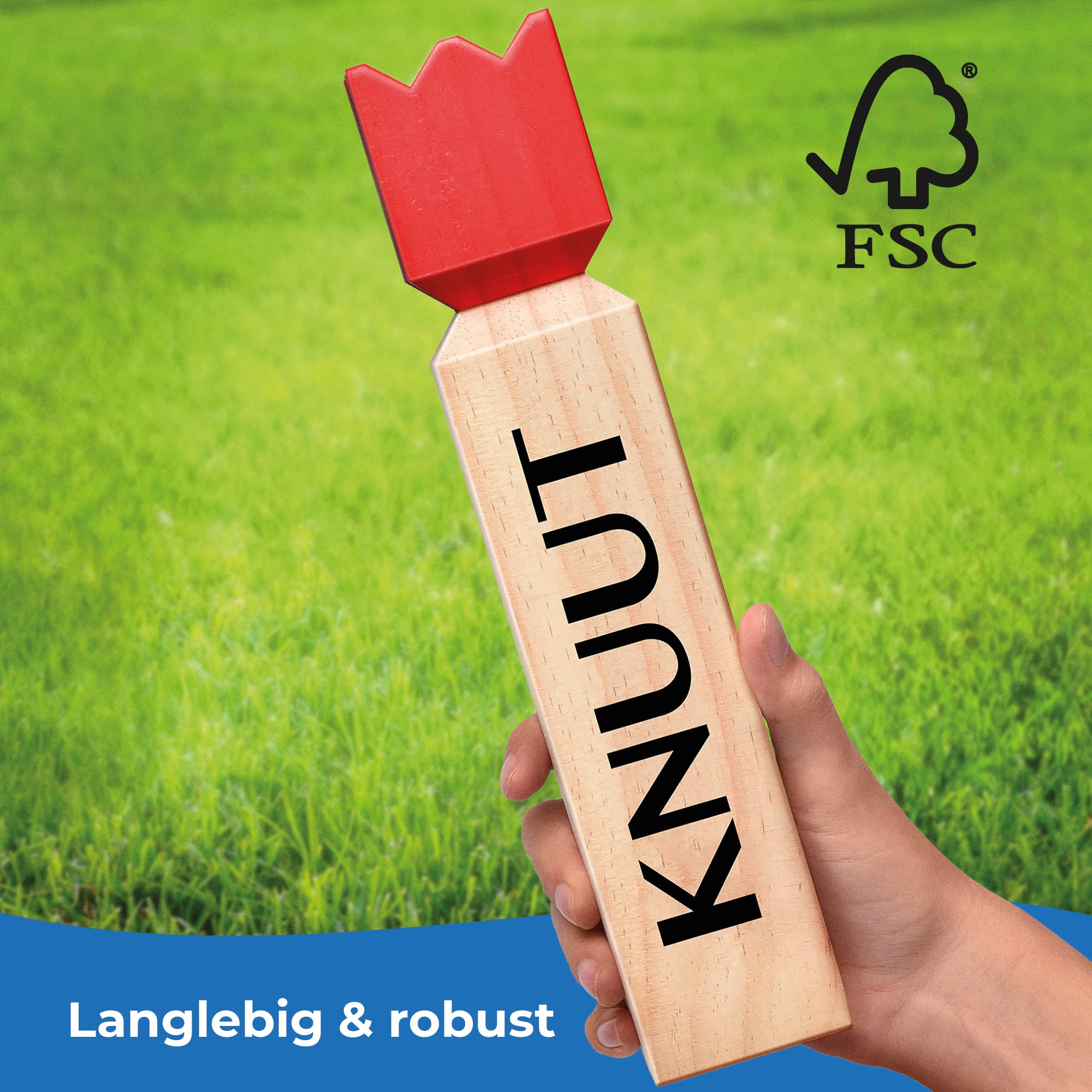 Toyfel Kubb Outdoor Spiel XXL - Original Wikinger Spiel - Schweden Schach - Holz Schwedenschach mit Stoffbeutel Wurfspiel aus FSC® Kieferholz für Kinder und Erwachsene