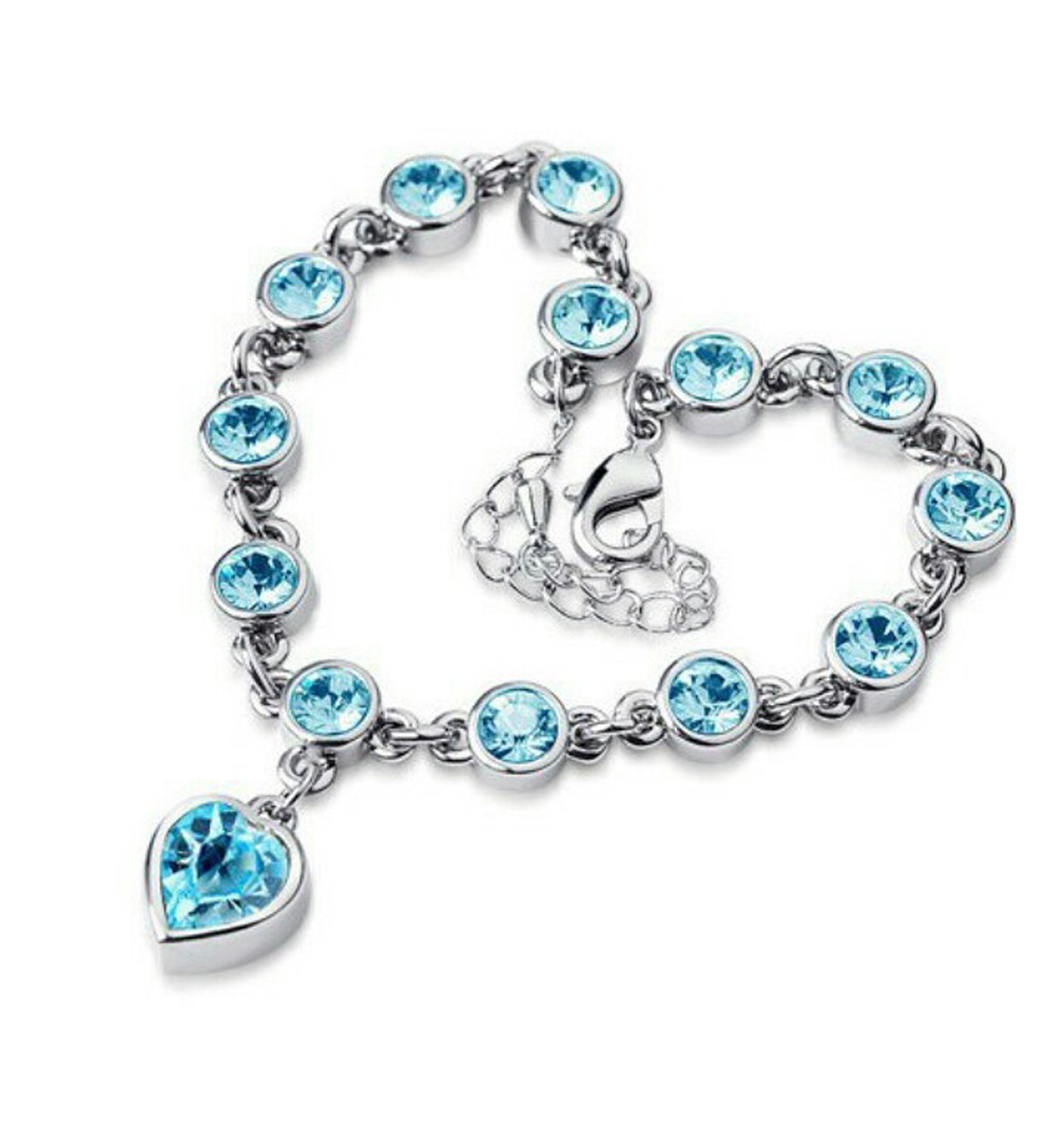 University Trendz 18k Rhodium Plated Bracelet Antique Blue Heart Charm for Girls and Women (Sky Blue) (B01KXYF1G0) Amazon Price History, Amazon Price Tracker