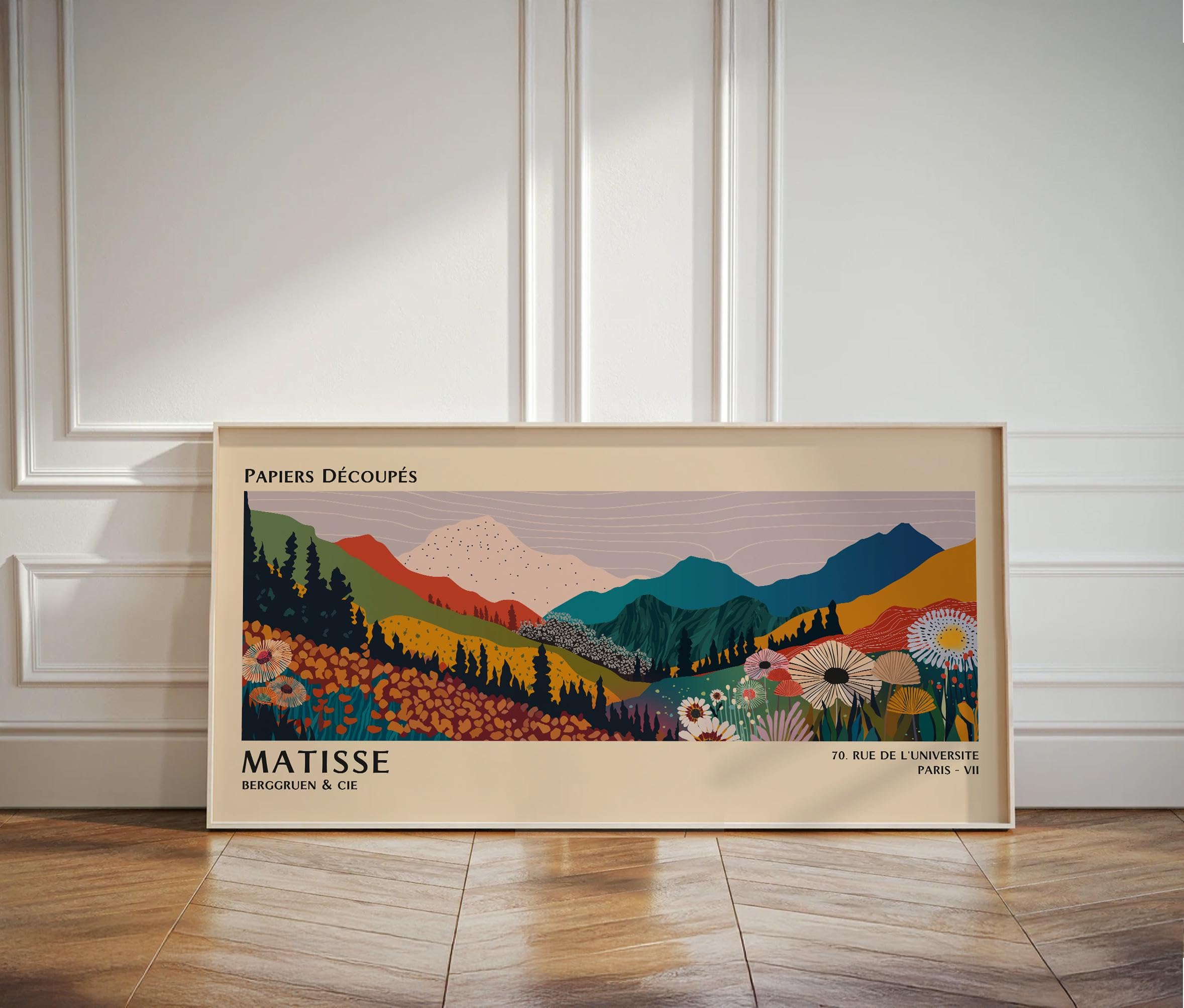 TONGYINLI Matisse Floral Canvas Oil Painting, Mountain Poster: Modern Exhibition Wall Art, Colorful Landscape Canvas Print(60x120cm/Frameless)