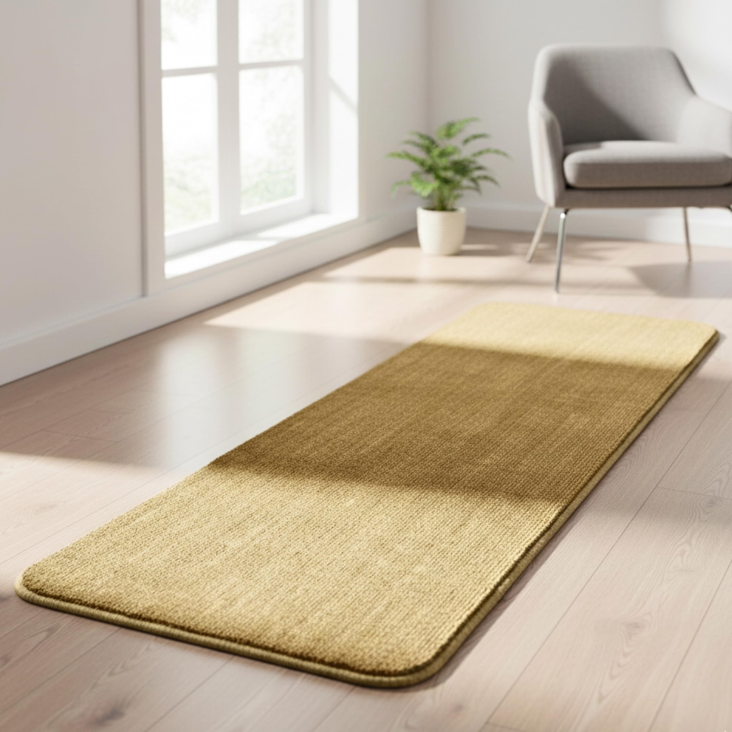Saral Home Solid Soft PP Yarn Durable & Washable Multipurpose Runner for Home/Kitchen/Living Area/Lobby/Office Entrance with Anti Skid Backing (Gold, 43x120 Cm)-image-22