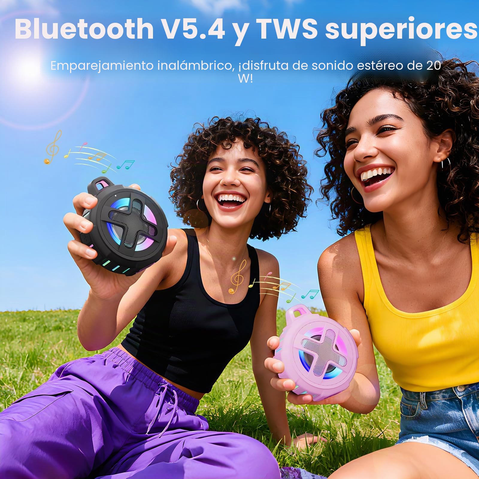 Xleader Mini Altavoz Bluetooth Rosa, Certificado IPX7 Impermeable Ducha Piscina Flotante Altavoz con Luces, Clip, Micrófono, Crystal Sound&Bass, Playa Viaje Ideal Chica Adolescente Mujer Regalos