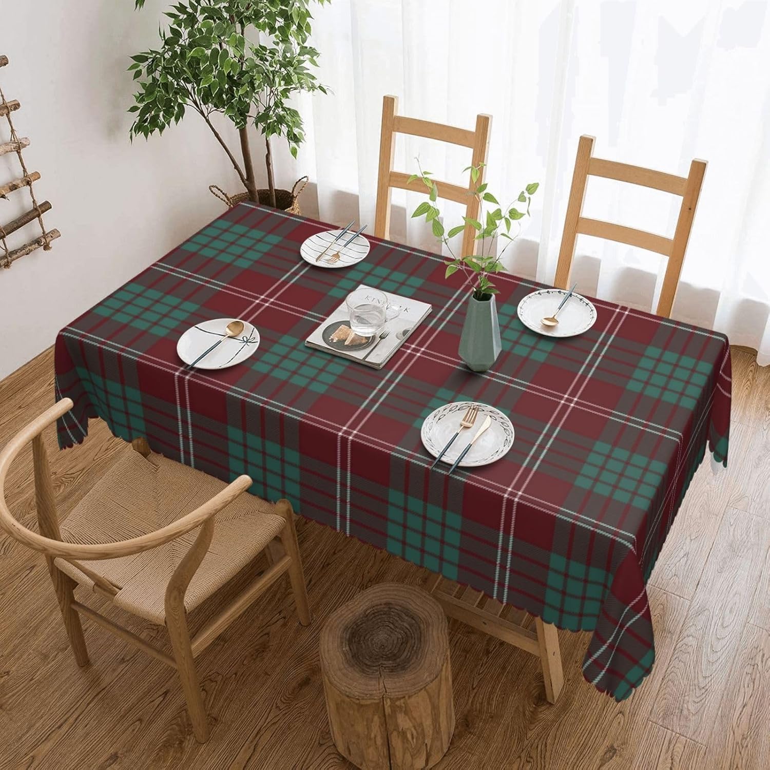 Rectangle Table Cloth, Scottish Clan Crawford Modern Tartan Plaid Resistant Washable Tablecloth Decorative Table Cover for Dining, Indoor and Outdoor