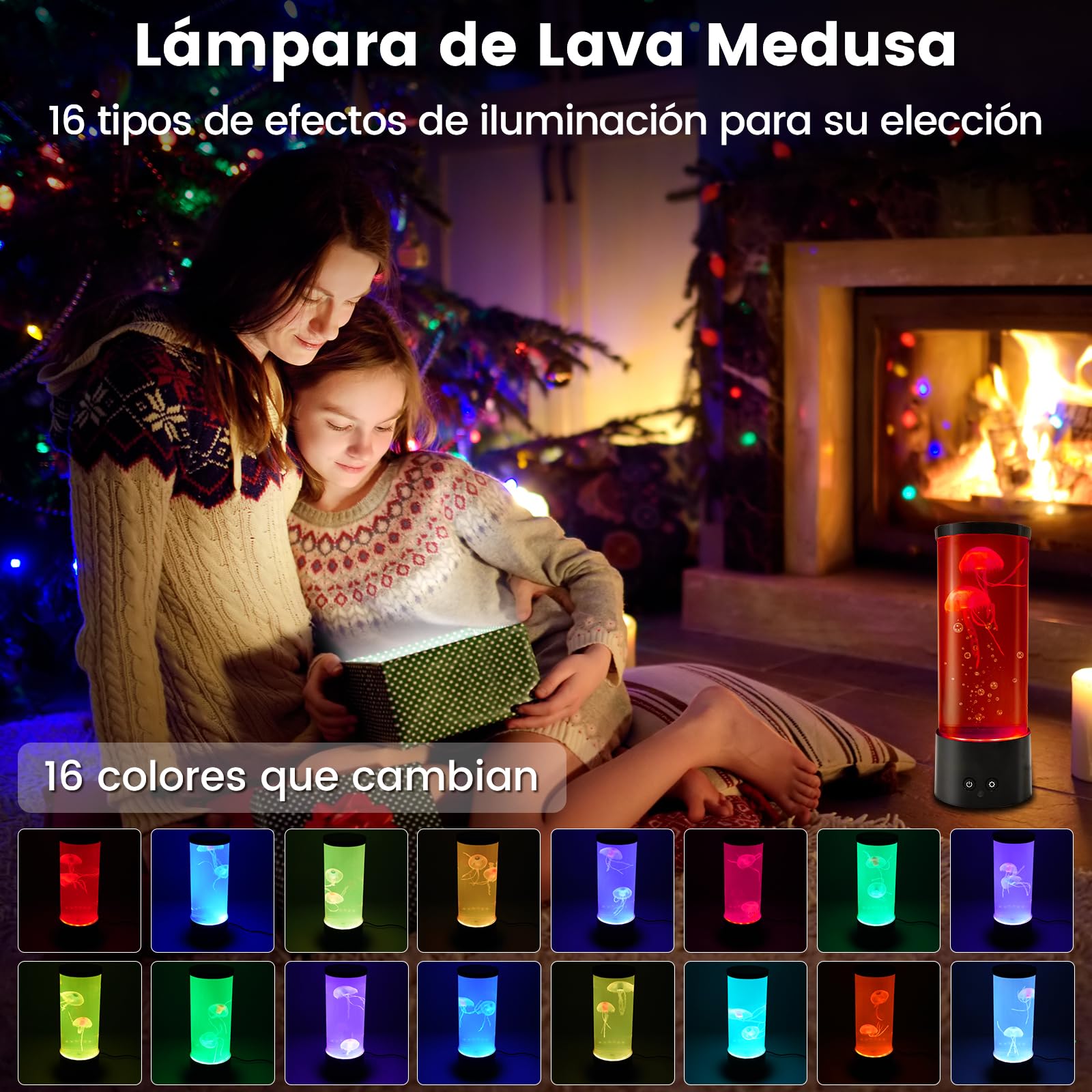 Klarlight Lampe à méduses, lampe à méduses de 29 cm avec 16 couleurs changeantes et 4 modes pour enfants et adultes, télécommande USB/lampe à lave à méduses alimentée par piles