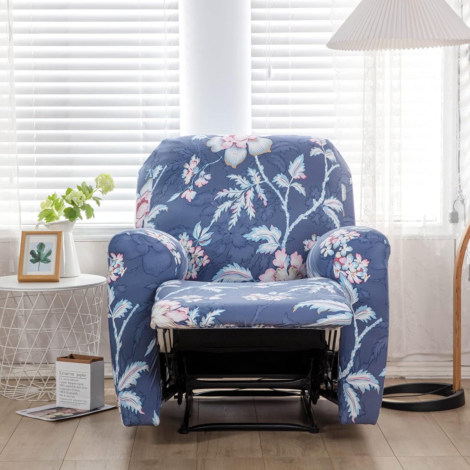 Recliner Slipcovers 4-Pieces Stretch Printed Sofa Cover Lazy Boy Chair Covers Recliner Chair Cover Non Slip Reclining Slipcovers with Elastic Bottom for Pet or Kids,21