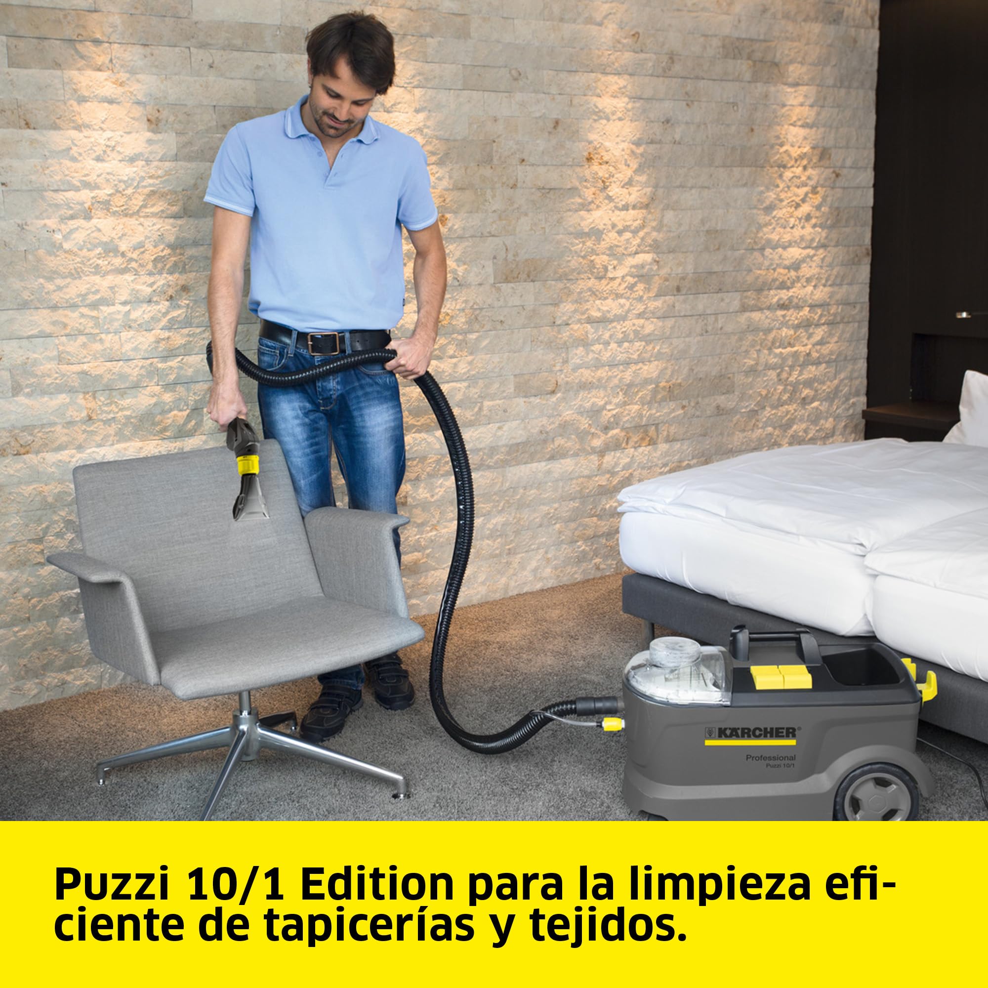 Kärcher lava-aspirador Puzzi 10/1 Edition, tanque: 10 l, caudal de pulverización: 1 l/min, rendimiento: 20-25 m2/h, peso: 10,5 kg, boquilla para tapicerías, boquilla para ranuras, boquilla para suelos