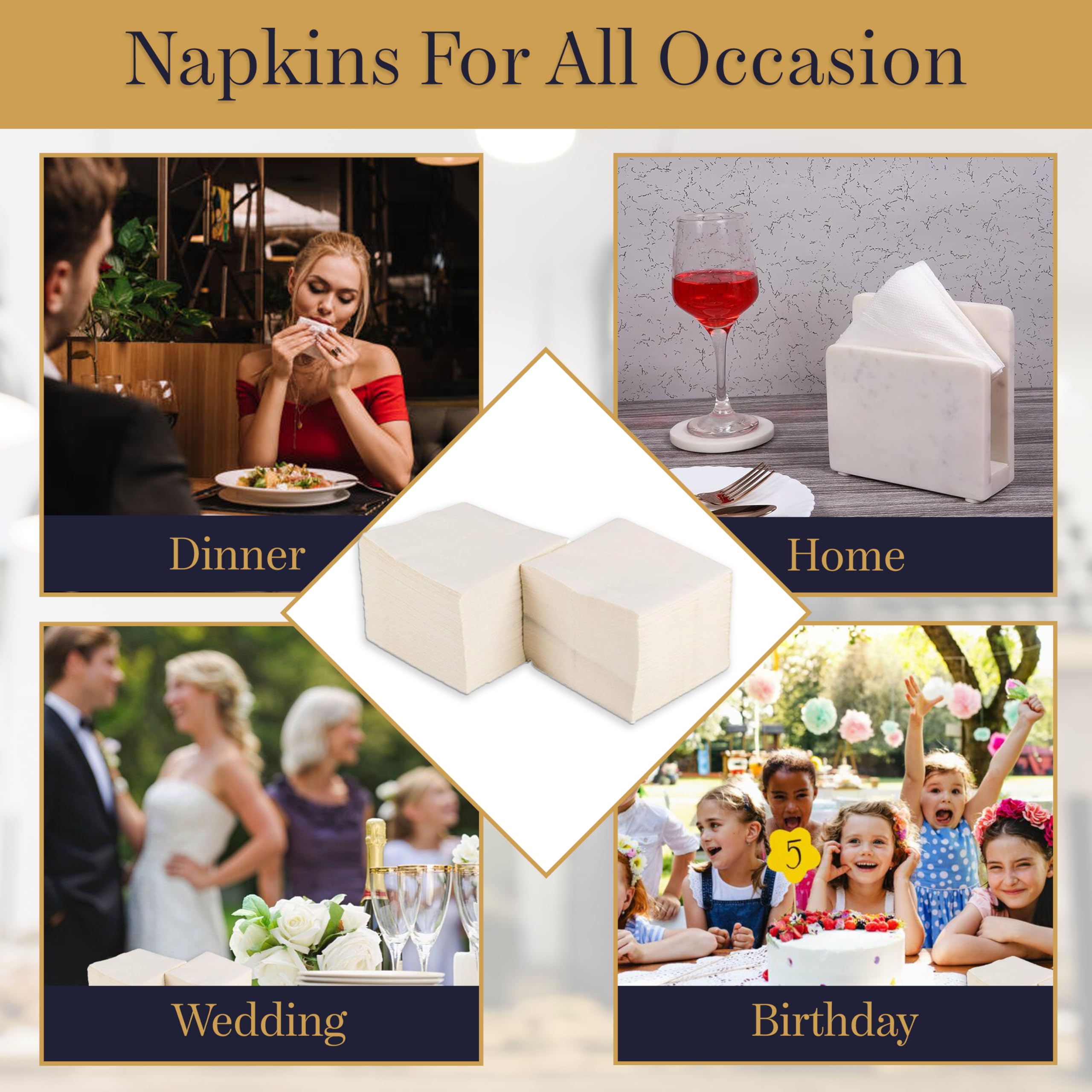 Perfectware 2-Ply White Beverage Napkins - 300 Count For Parties & Events