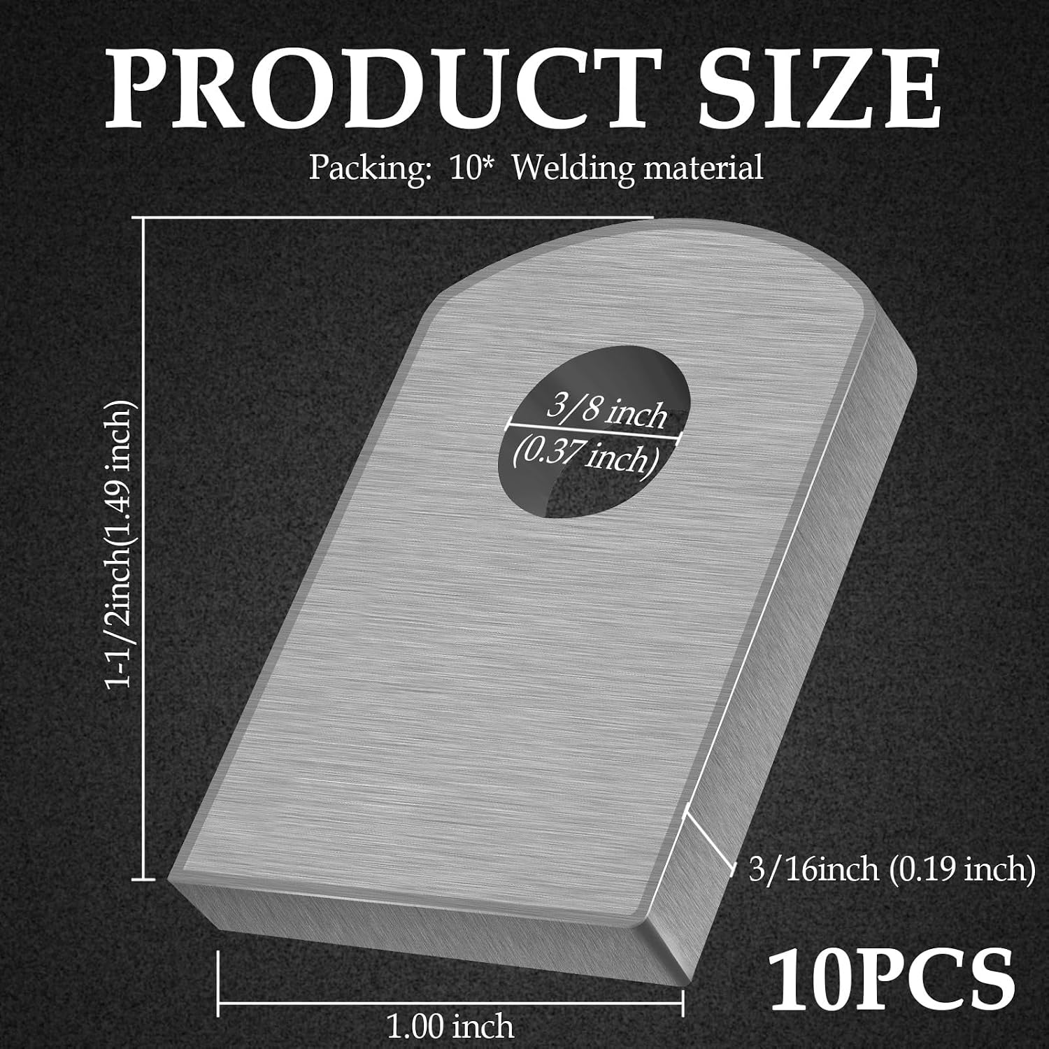10PCS Flat Bottom Weld on Tabs 3/8" Hole,Iron 1-1/2"x1" Welding Table Accessories for Go-Kart Chassis&Trailers Base,Multi-Purpose 3/16" Thick Weld on Mounting Brackets Car Accessories
