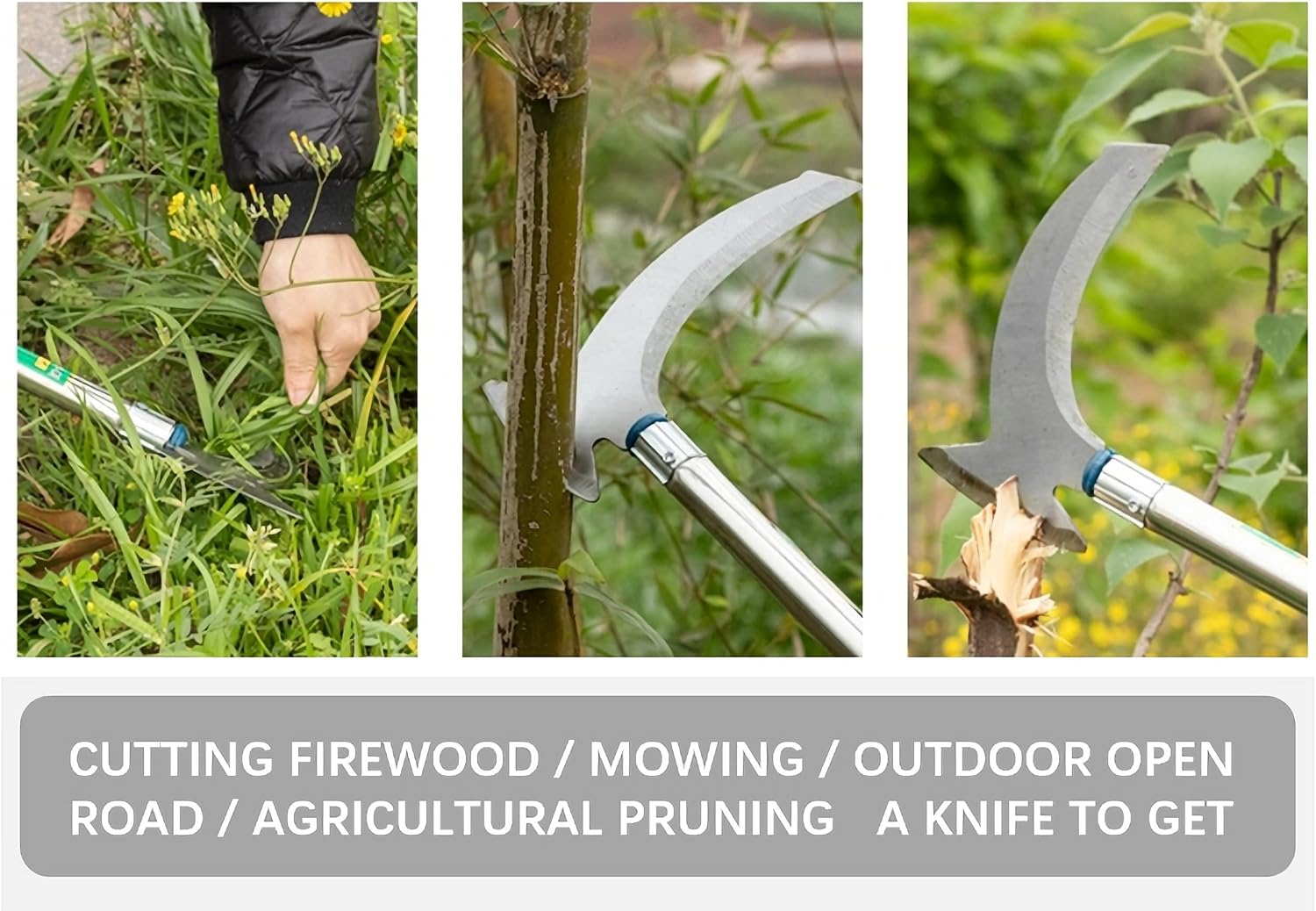 CAIILIN Weeding Scythe Agricultural Weeding Tools Gardening Multipurpose Manual weeders Manganese Steel Blade 20 inches Stainless Steel Handle Outdoor Mowing Dual-Use Sickle Tool : Patio, Lawn & Garden