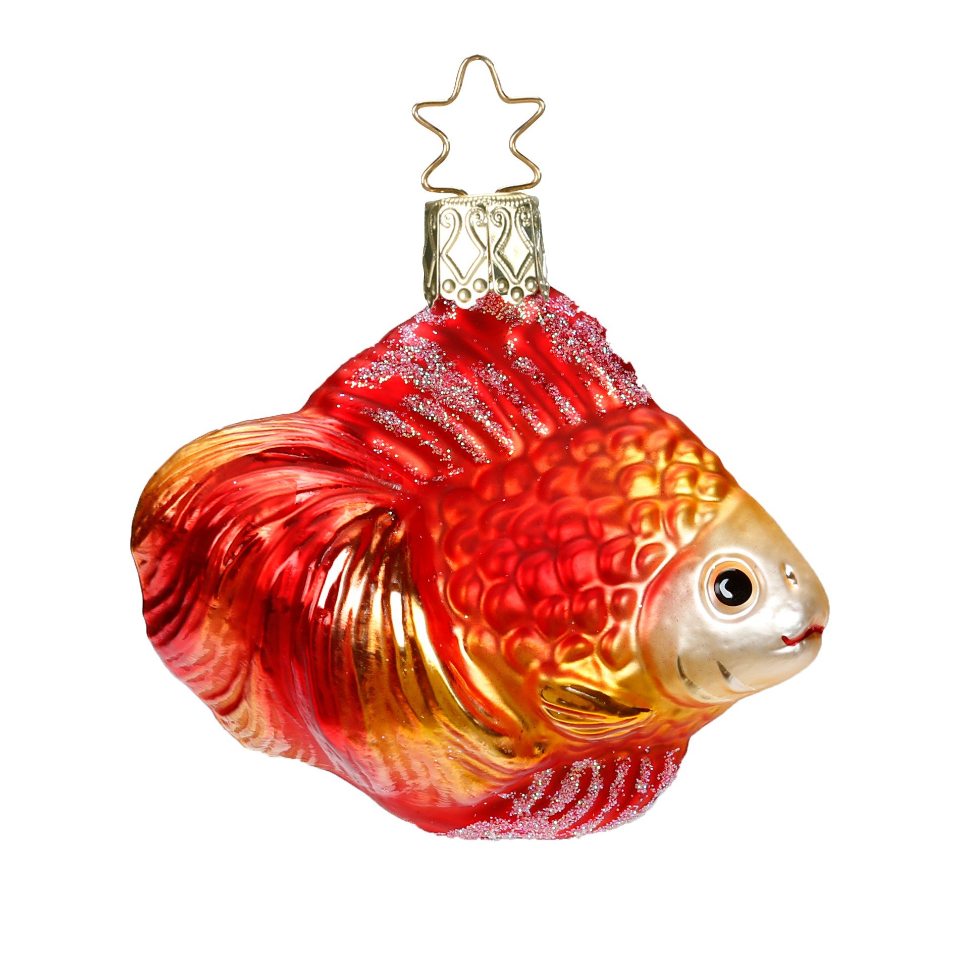 Inge-glas – Árbol de Navidad – árbol de Navidad – Gold Pescado – Tamaño 7 cm – soplado