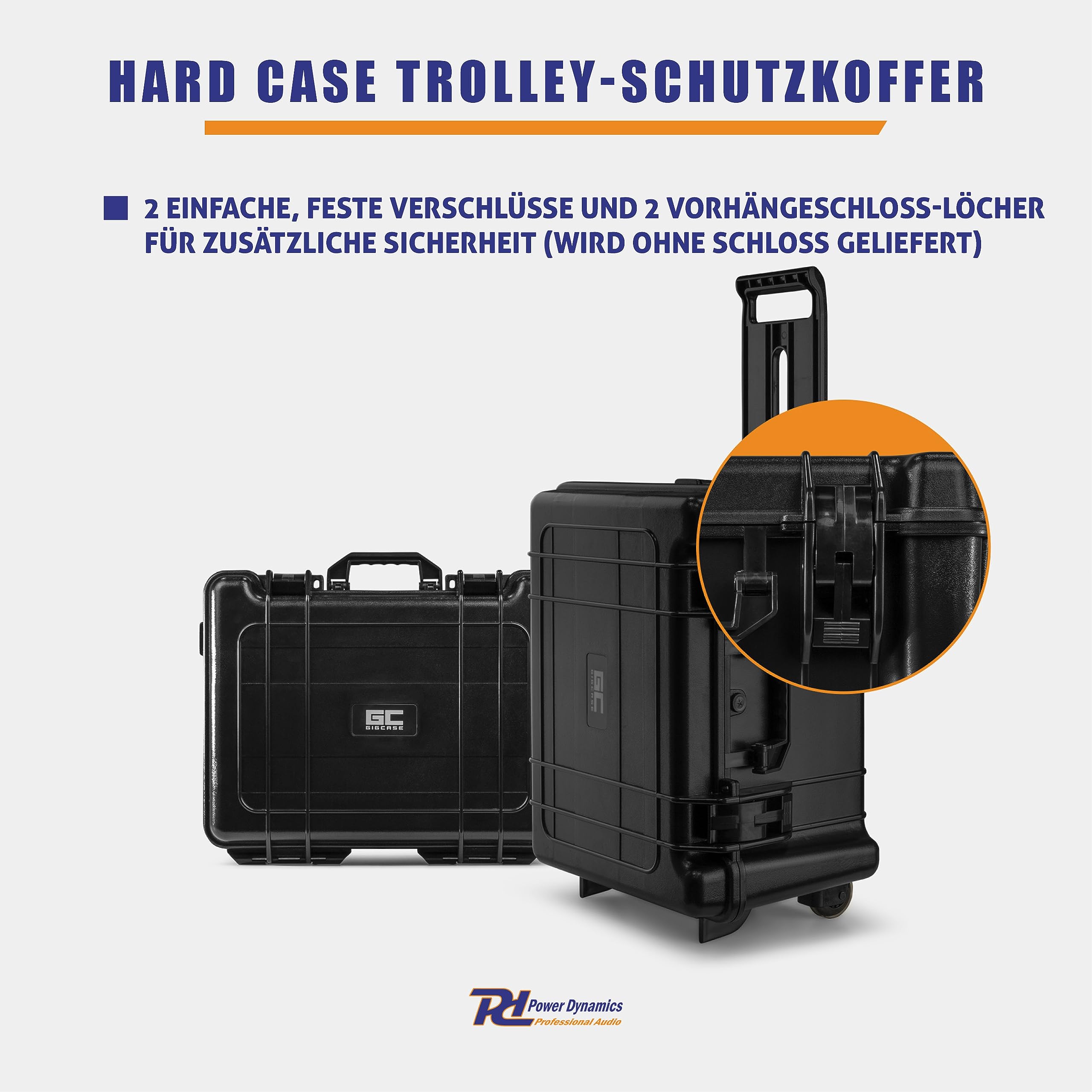 Power Dynamics GIGCase34T, Universal Outdoor Hartschalenkoffer, Trolley, Wasserdicht, Kamera Koffer mit Schaumstoffeinlage, Foto Koffer, Pistolenkoffer, Transportkoffer mit Schaumstoff und Rollen