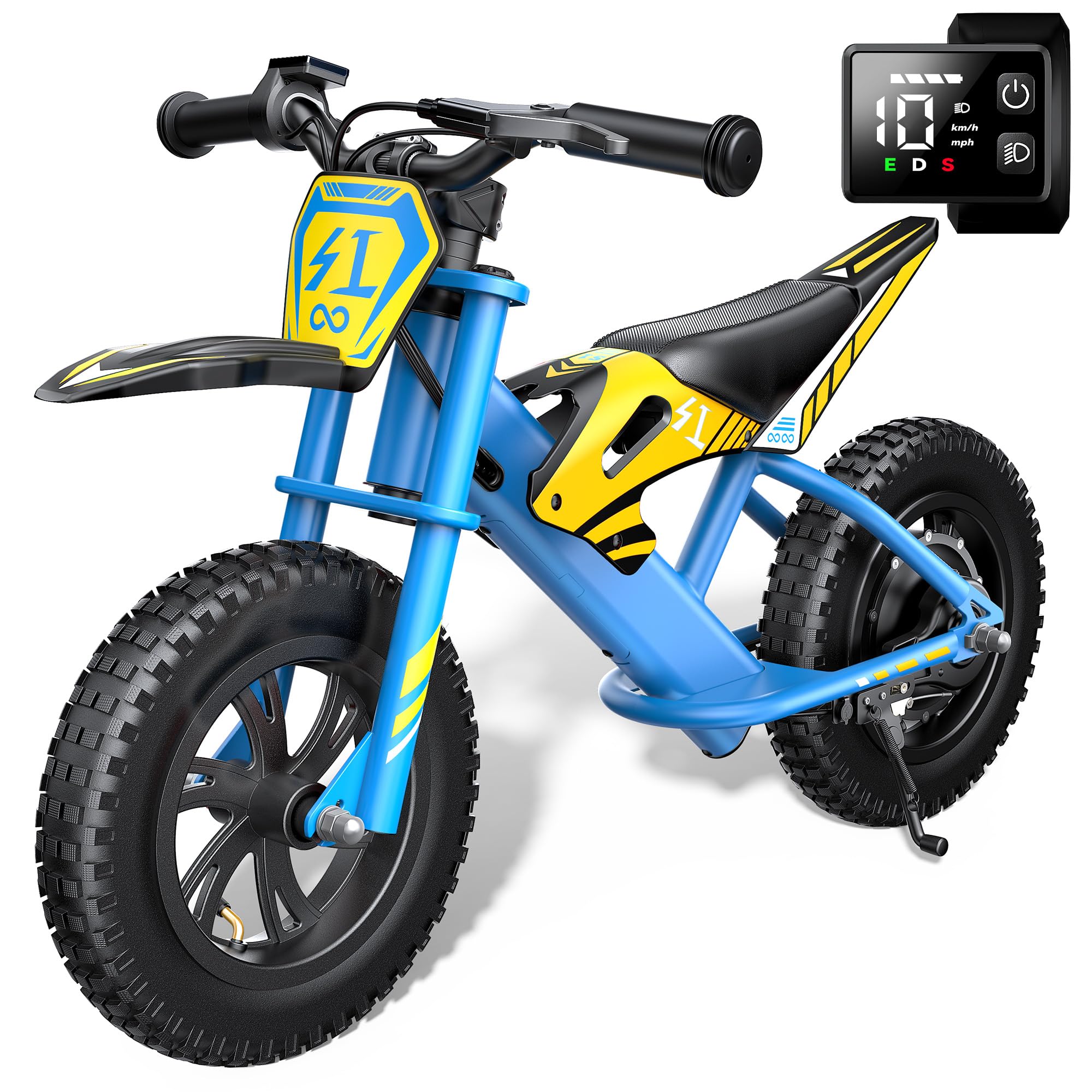 Gyroor S1 Kids Electric Balance Bike, 200W Motor 3 Speeds up to 10 MPH, 12-Inch Pneumatic Tires, 7-Color Rear Fender LED Taillight, Drum Brake, UL2272