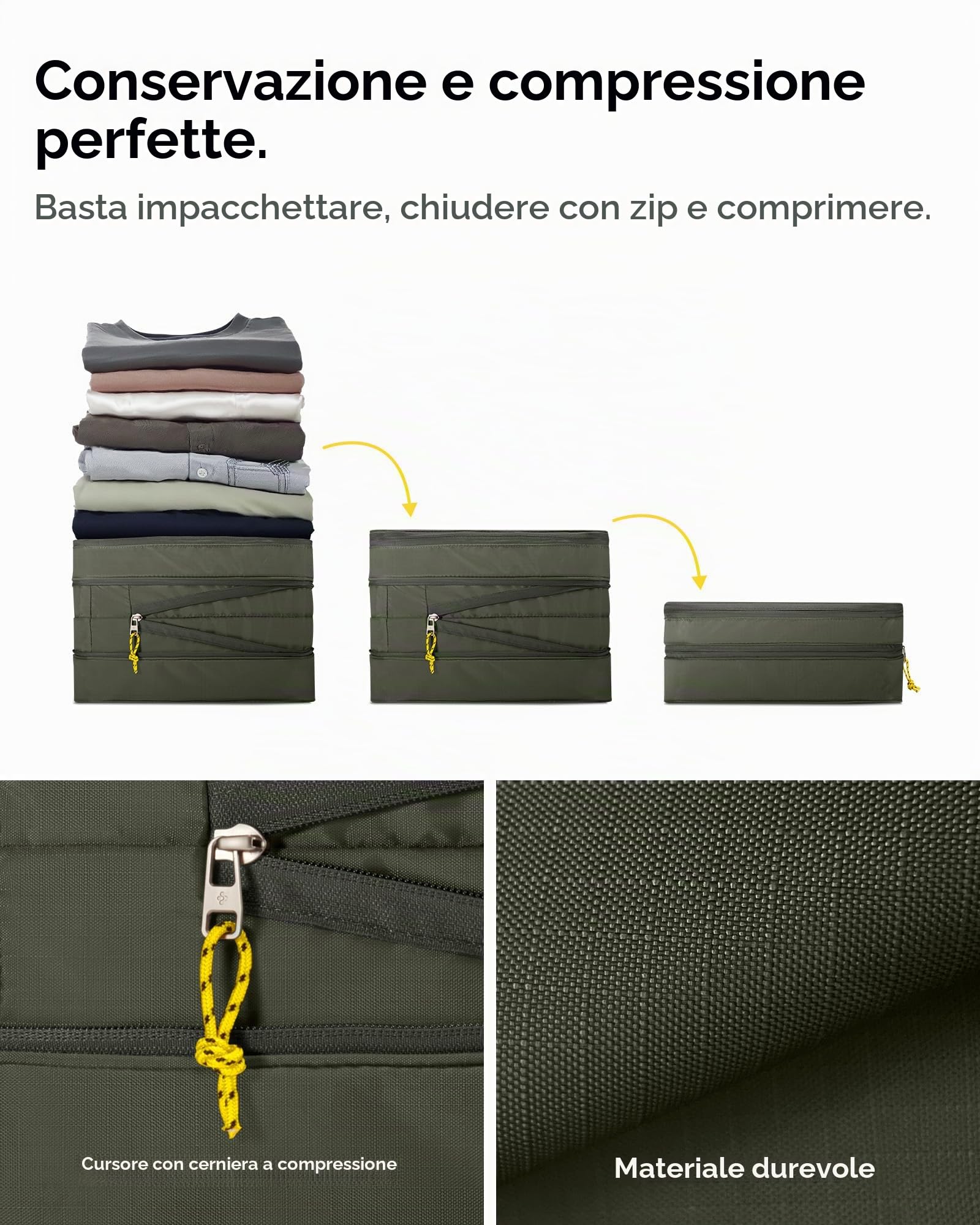 Spigen Life Organizer da Viaggio Suitcase Organizer Set di borse da imballaggio con compressione e cerniera per viaggi e vacanze S1+S1 2 pezzi - Hunter Green