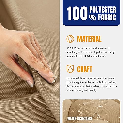 Miniatura 3 de YEFU Adirondack - Juego de 2 cojines para silla mecedora, cojines de respaldo alto, almohadillas gruesas para sillas de patio para interiores y