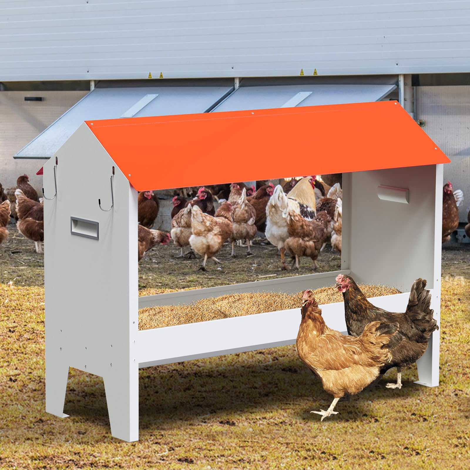 MOGOULUA 20L Hühnerfuttertrog - Höhenverstellbarer Futterspender Für Geflügel
