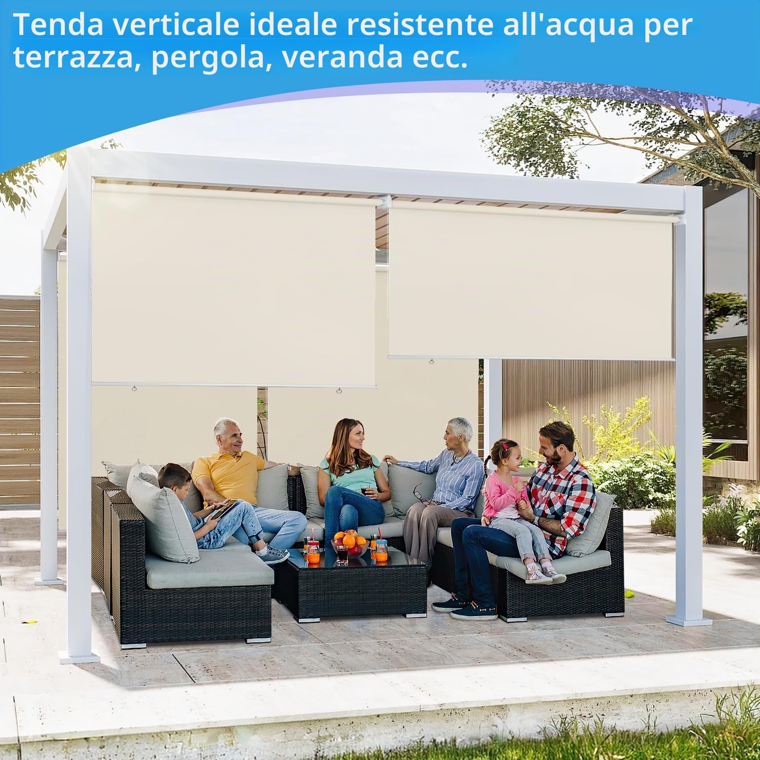 Tenda da sole verticale per esterni 180 x 240 cm ombreggiatura privacy balcone beige