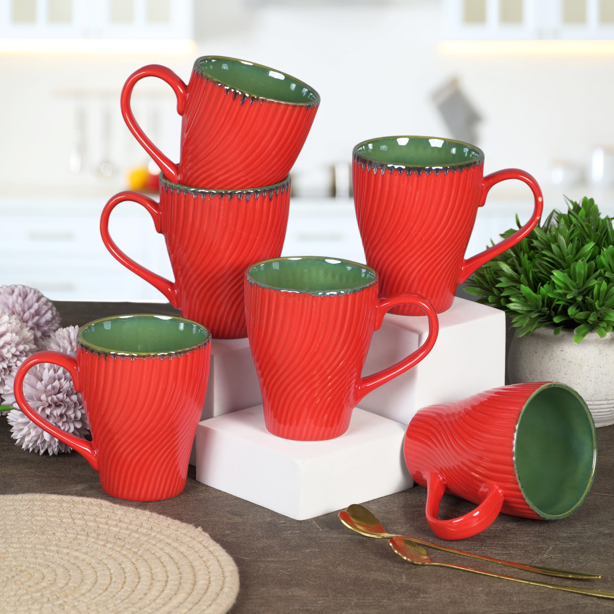 CRAF10 Indigo Gold Coffee Mugs - Set of 1 -8 CRAF10 Indigo Gold Coffee Mugs - Set of 1 -8