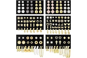 84 Pairs Gold Stud Earrings Set for Women Multipack, Fashion Pearl Cubic...