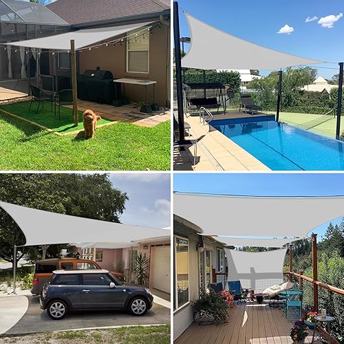 Miniatura 2 de E&K Sunrise - Toldo parasol rectangular impermeable de 12 x 12 pies, para exteriores, bloqueo UV, para pérgola, patio, jardín, terraza (gris claro)