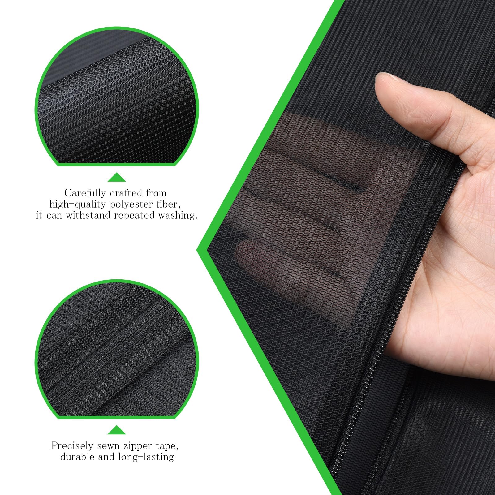 OTraki Bolsa Lavadora Malla 2 Piezas Bolsa Lavadora Ropa Interior con Cierres Reutilizables Malla Fina Bolsas Lavadora Ropa Delicada con Cierre Zip para Camiseta Calcetines Ropa Interior 30x40cm,Negro