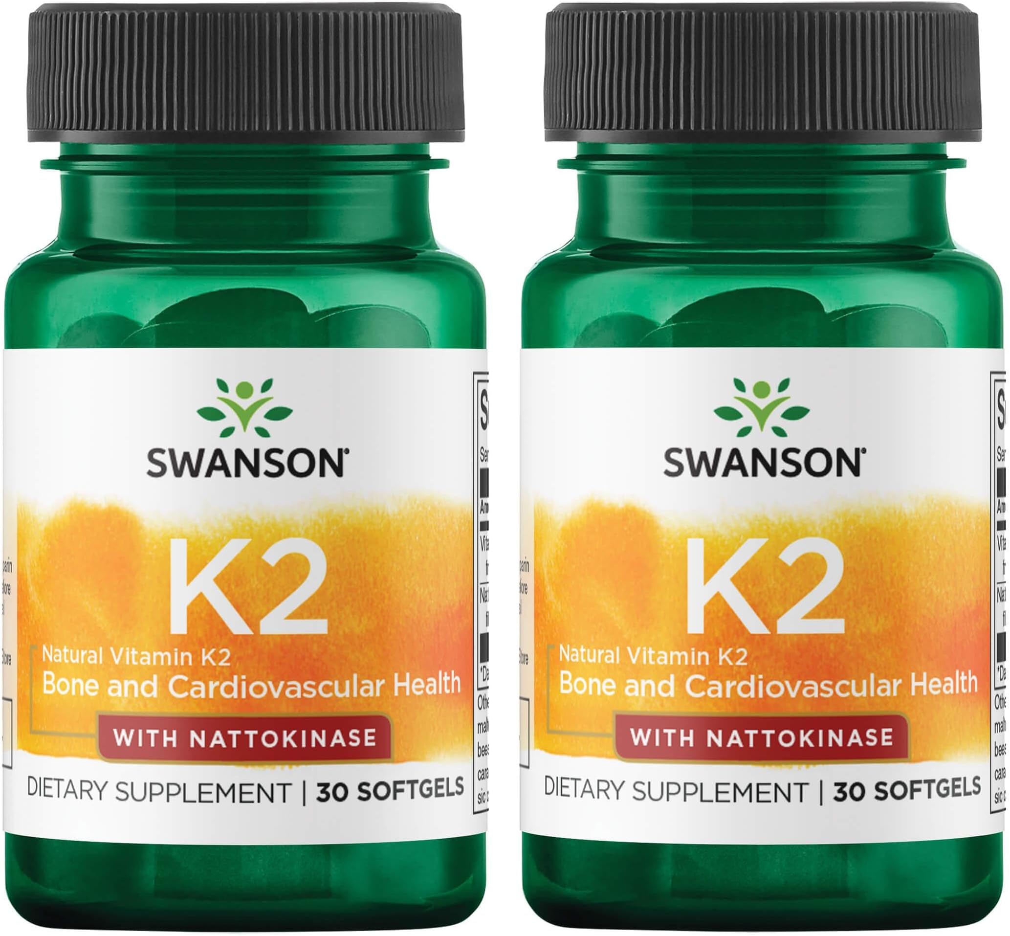 Swanson Natural Vitamin K2 with Nattokinase 30 Sgels (2