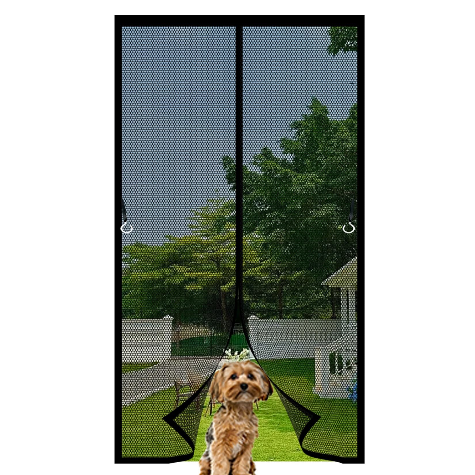 Liujyuan Black Magnetic Fly Screen Door 119 X 224 Cm Full Frame Magic Tape, Powerful Magnets Door Fly Screen, Patio Curtain Insect Mesh Heavy Duty, Lets Fresh Air For Living Garage Doors,