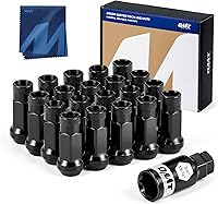 Vista 12 de OMT - Paquete de 32 tuercas de rueda 9/16-18, tuercas negras de 9/16 x 18 pulgadas de alto, asiento de cono de transmisión con enchufe compatible