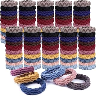 TSHAOUN 100 Pieces Seamless Hair Ties Women Girls Ponytail Holders Thick Elastic Hair Tie for Thick Heavy and Curly Hair Colorful Soft Ladies Hair Bobbles No Damage Stretchy Hair Bands (Multicolored)