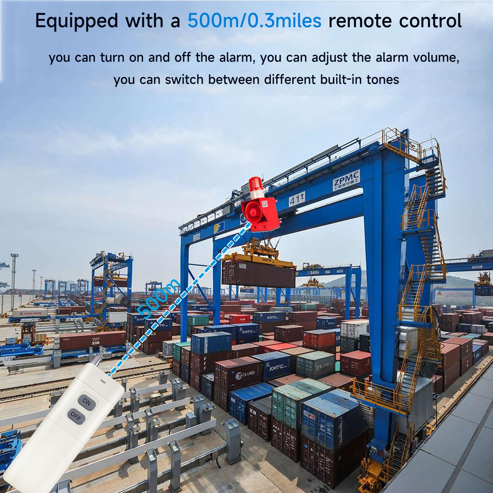 Y DIANS S Remote Control Alarm Siren 500m 0-130dB Horn 12 Tones Adjustable, 45W High Power for Noisy Environment Emergency Alarm Range of 100-150 Meters - Fire Tornado Alarm AC100-120V