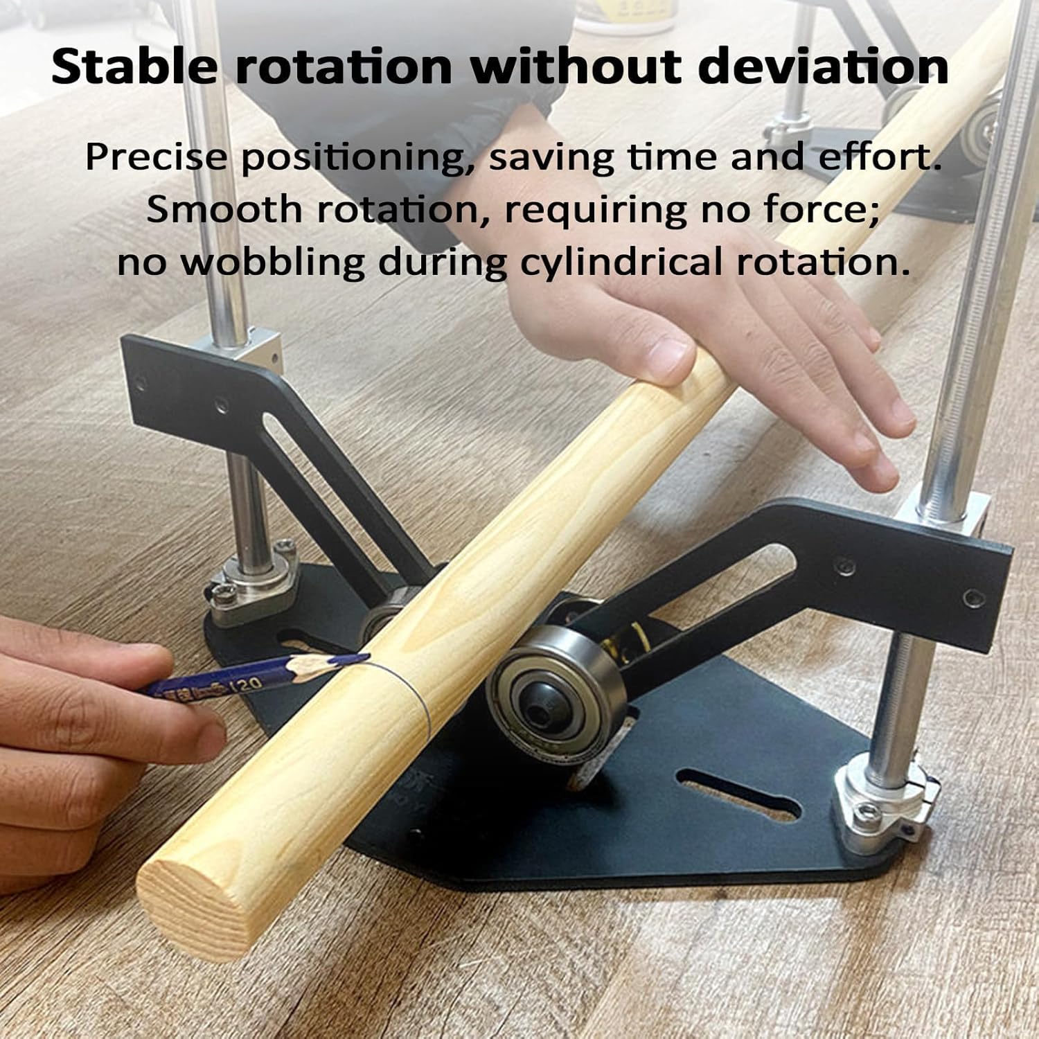 2PCS Adjustable Cutting Machine Support Frame, V-Shaped Support Frame, Double Roller/Height Adjustable, Load Capacity 100kg, for Cylinders with Diameters of 12~200mm, for Woodworking