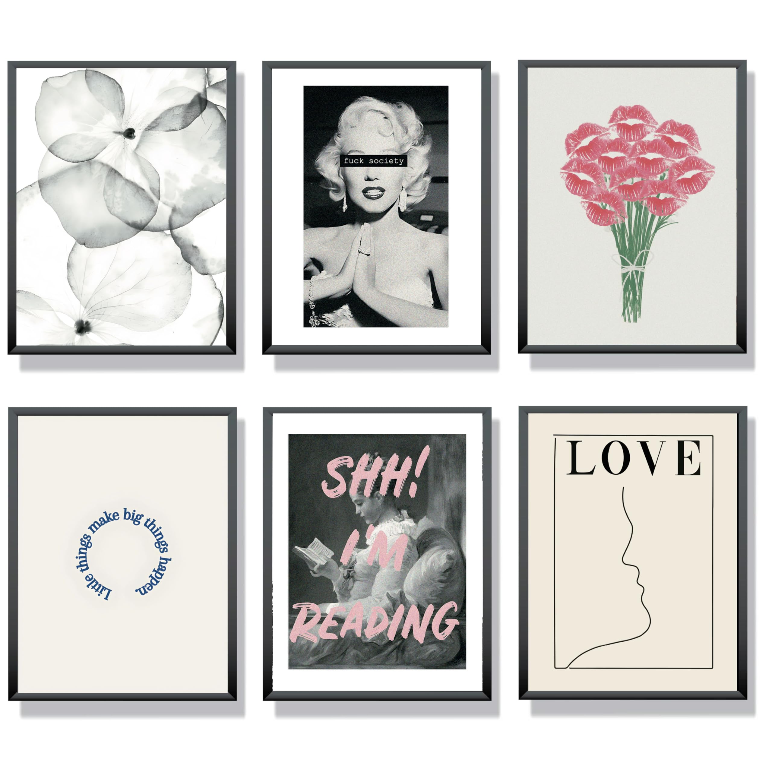 Winund Laminas Decorativas pared 30x40 cm, SIN MARCO, Set de 6 Posters para pared, cuadros decoracion dormitorios, cuadros decoracion salon modernos, laminas para cuadros, cuadros y laminas