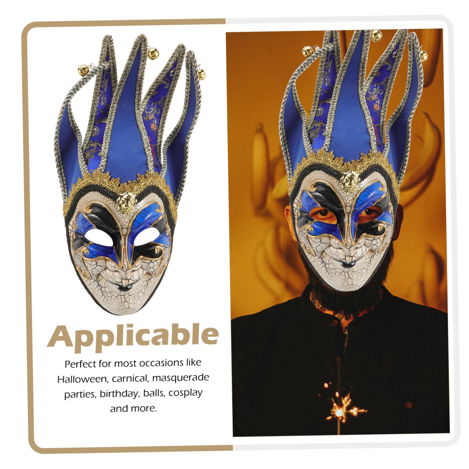 Máscara de hombre agrietado Brillantina Víspera de Todos cosplay mascarada accesorio de máscara decorativa máscaras de carnaval el plastico Azul