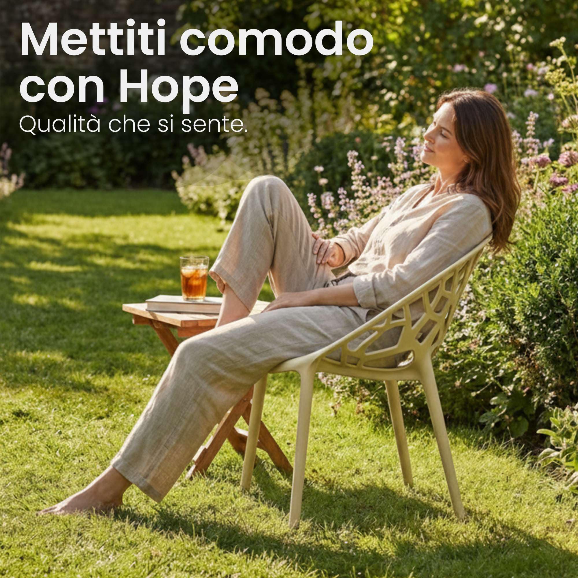 CLP Sedia da giardino Hope impilabile e resistente alle intemperie, poltroncina con schienale, plastica resistente ai raggi UV, fino a 150 kg Colore:crema
