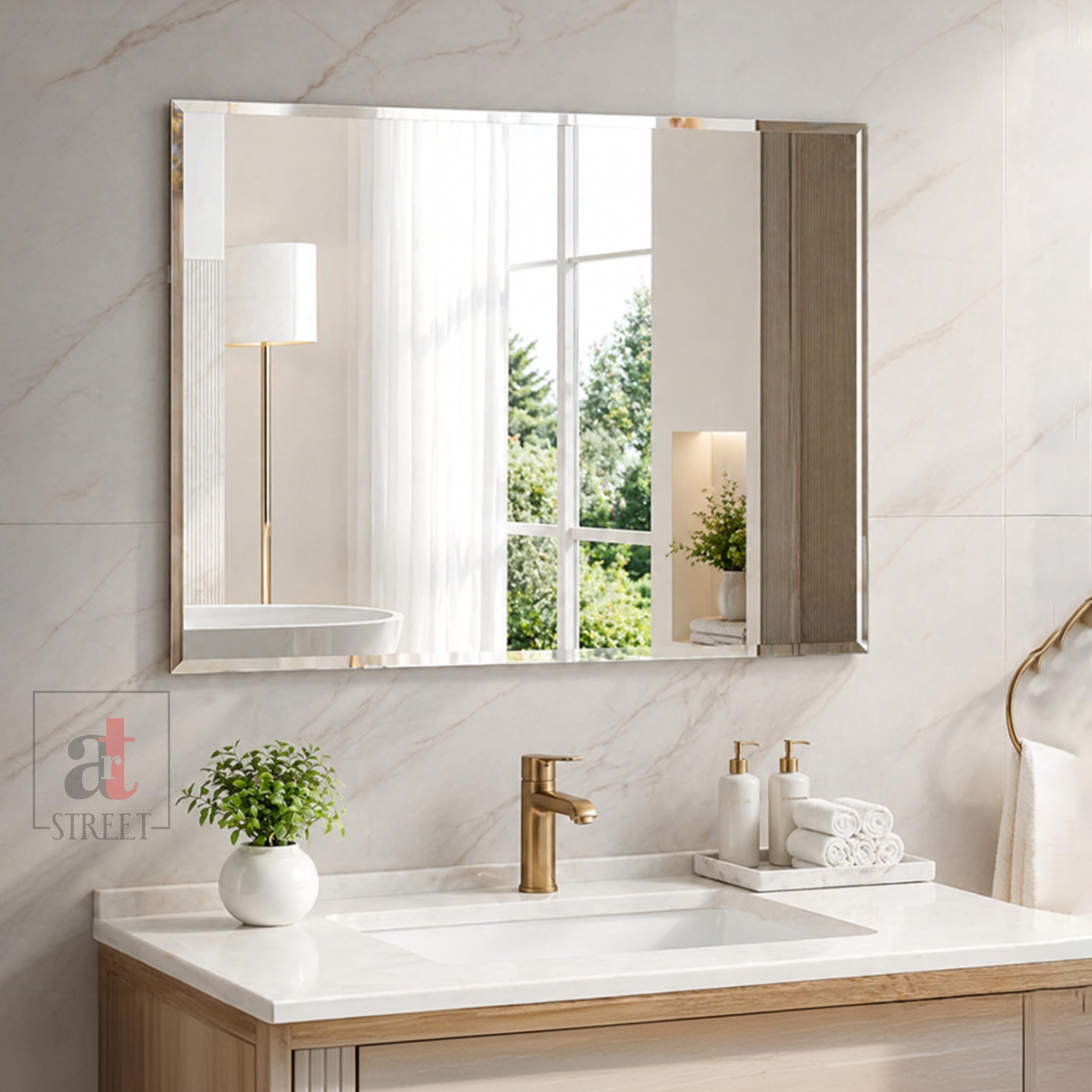 Frameless Wall Mirror - Modern Silver Mirror -2 Frameless Wall Mirror - Modern Silver Mirror -2