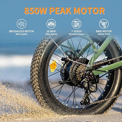 Miniatura 3 de Jasion EB7 2.0 Electric Bike for Adults, 850W Motor 28MPH Max Speed Folding Ebike, 48V 10AH Removable Battery, 20" Fat Tire with Dual Suspension,